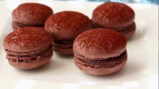 Dark Chocolate Macarons  French Macaron Recipe  Meringue Cookies [upl. by Aryk709]