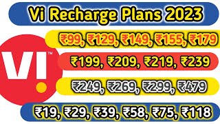 Vi new prepaid plans 2023  Vi validity Recharge Plans  Vodafone Idea UL Calling amp Data Plans 2023 [upl. by Anavi]