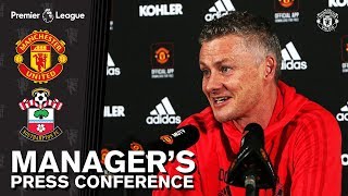 Managers Press Conference  Manchester United v Southampton  Ole Gunnar Solskjaer [upl. by Sidran99]