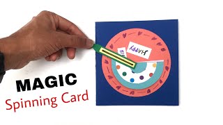 Magical Spinning Card Birthday theme  DIY Tutorial by Paper Folds  979 [upl. by Burkitt]