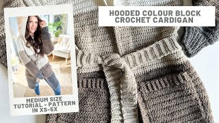 Hooded Colour Block Crochet Cardigan [upl. by Alec]