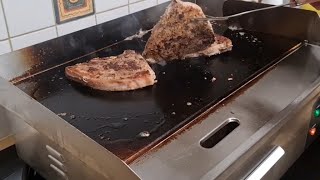 sous vede pork chops searing on griddle [upl. by Adolphus326]