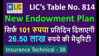 LIC Endowment Plan No 814 in Hindi  Life Insurance  Full Details of Policy with Example [upl. by Eceinwahs]