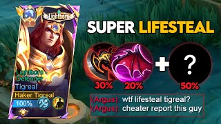 TIGREAL NEW SUPER LIFESTEAL BUILD AND EMBLEM 2024 must try✔️ [upl. by Annairam471]