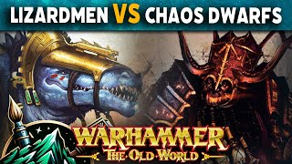 Chaos Dwarfs vs Lizardmen Warhammer The Old World Battle Report [upl. by Sucramat762]