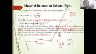 Material Balance on Ethanol Plant Industrial Stochiometry  University of Wah [upl. by Annadal]