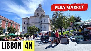 LISBON PORTUGAL 🇵🇹 4K Alfama Flea Market — Feira da Ladra — Walking Tour [upl. by Aliekahs]