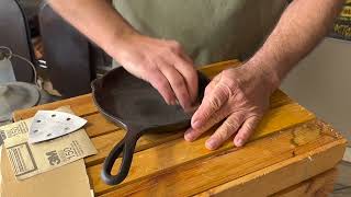 Smoothing the finish on a Lodge cast iron 8quot Chef Skillet [upl. by Yeniar]