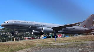 RNZAF 757 takeoff from wellington airport [upl. by Nalyt512]