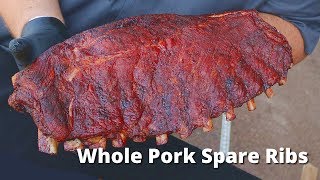 Smoked Spare Ribs Recipe  Whole Pork Spare Ribs on Ole Hickory Smoker [upl. by Brunell]