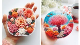 Crochet coasters new ideas 2024  crochet  crochet coasters  crochet new idea [upl. by Afital]