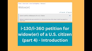 i130i360 petition for widower of a US citizen part 4  Introduction [upl. by Eniagrom]