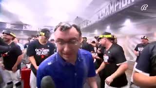 Tigers Players Pour Beer on Jason Benetti During Riley Greene Interview Tigers MLB [upl. by Zelma835]