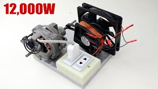 Free electricity Ac 240v generator 12KW using fan motor wire light bulb magnet New Ideas [upl. by Katie979]