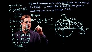 Equation of a Circle and a Tangent GCSE 91 Maths Edexcel Specimen Paper 1H Q22 [upl. by Evante]