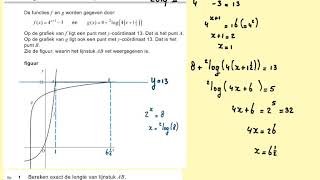 2019II Een logaritmische en een exponentiële functie vraag 1 en 2 havo wiskunde B [upl. by Ynove]