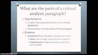 Critical Analysis Body Paragraph Tutorial [upl. by Joappa]