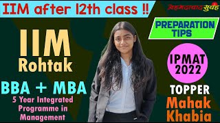 IPMAT 2022 Topper  IPM IIM Rohtak  Mahak Khabia  IPMAT Preparation Tips  Ahmedabad Subah [upl. by Couq]