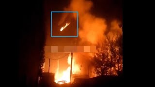 Distillery Tank Toss After Ukrainian Drone Strike on Ethanol Distillery in Voronezh [upl. by Clorinda746]