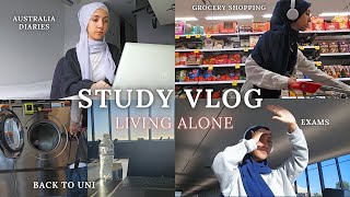 STUDY VLOG📖📚LIVING ALONE in Australia  exams a lot of studying uni life groceries cooking 🇲🇦 🇦🇺 [upl. by Wootten]