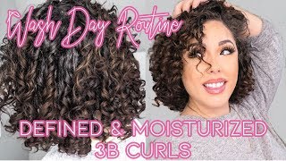 MY 3B CURLY HAIR ROUTINE  Defined amp Moisturized Curls On Transitioning Damaged Hair [upl. by Landbert]