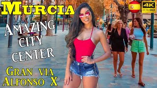 Murcia Spain Plaza Romea to Plaza Circular 4k UHD 60fps walking tour  COME WITH ME [upl. by Ackerman]