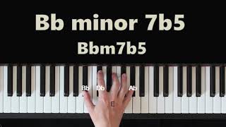 How To Play Bb Minor 7 flat 5 Bbm7b5 Chord On Piano [upl. by Nawk750]