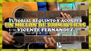 Tutorial  Un millón de primaveras  Vicente Fernandez  Requinto  Acordes  TABS [upl. by Volkan]