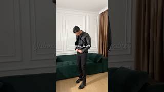 Unboxing this leather jacket 🔥 leatherjackets allblackoutfit allblack menjacket menfashiontips [upl. by Eshman]