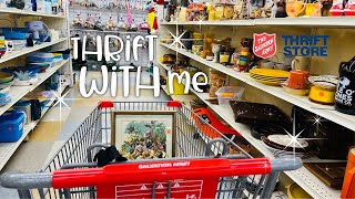 Thrift With Me  The Salvation Army Thrift Store  Vintage Home Decor [upl. by Ylrebmyk]