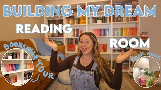 build my dream at home library with me  reading room makeover  bookshelf tour [upl. by Leffert]