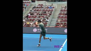 courtside tennis Jannik Sinner INSANE racket head speed [upl. by Annij]