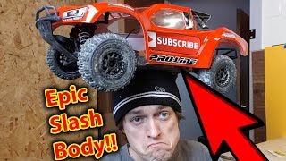 TRAXXAS SLASH 4x4 Gets a New Body Proline Flotek Fusion [upl. by Aerbua]