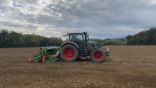 Semis de blé avec semoir combiné Amazone 4m et Fendt 718 Vario [upl. by Merilyn]