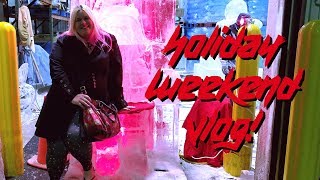 Holiday Weekend Vlog  Ice Festival Holiday Light Parade amp Tree Trimming  Elyse Explosion [upl. by Idnerb953]