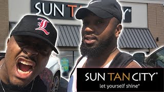 SUN TAN CITY  BLACK GUYS GO TO TANNING BED SALON  BEFORE AND AFTER [upl. by Allyn]