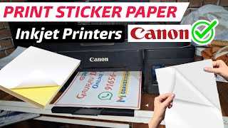 Photo Sticker Printing With Canon Inkjet Printer  Sticker Paper A4 Print in Inkjet Printers [upl. by Biddie]