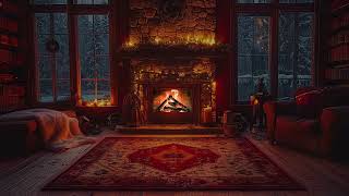 Cozy Rain on Window Thunderstorm amp Warm Fireplace For Sleeping Relax Study Reduce Stress [upl. by Selie]