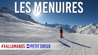 Skiing red and blue pistes Allamands and Petit creux in Les Menuires Les 3 Vallées [upl. by Enahpets]