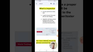 What is Inspection  1 min  Software Testing Shorts 80 [upl. by Enitsirhk]