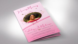 Pink Princess Trifold Funeral Program Canva Template  Print Size 11x85 in by Godserv Designs [upl. by Kinnard991]