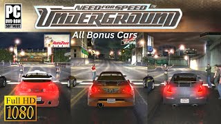 NFS Underground 1080p  All Bonus Cars [upl. by Niamreg]