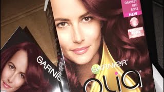 Garnier Olia Hair Dye  Darkest Red Rose  Influenster [upl. by Weldon]