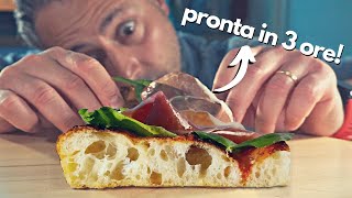 Come fare la pizza in teglia in 3 ORE alta idratazione e SENZA IMPASTARE [upl. by Burk]