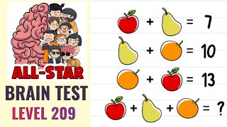 Brain Test All Star Level 209  Find the answer  Walkthrough [upl. by Aseret]