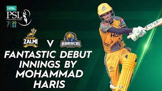 Fantastic Debut Innings By Mohammad Haris  Peshawar vs Karachi  Match 19  HBL PSL 7  ML2T [upl. by Thetisa]