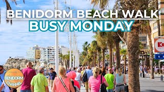 Benidorm Beach  Busy Monday with the Fiestas 🎉 [upl. by Aeneg]