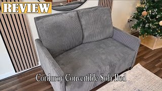 Domusensus Corduroy Convertible Sofa Bed Review  Modern Sleeper Sofa Perfect for Small Spaces [upl. by Esiralc]