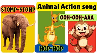 Animal Action Song Without Music Learn Animal actions Kids educational videos [upl. by Aleet680]