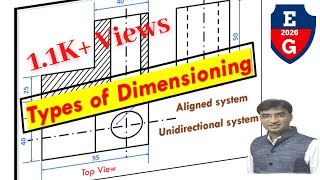 Types of dimensioning Engineering Drawing Aligned Unidirectional [upl. by Tlaw]